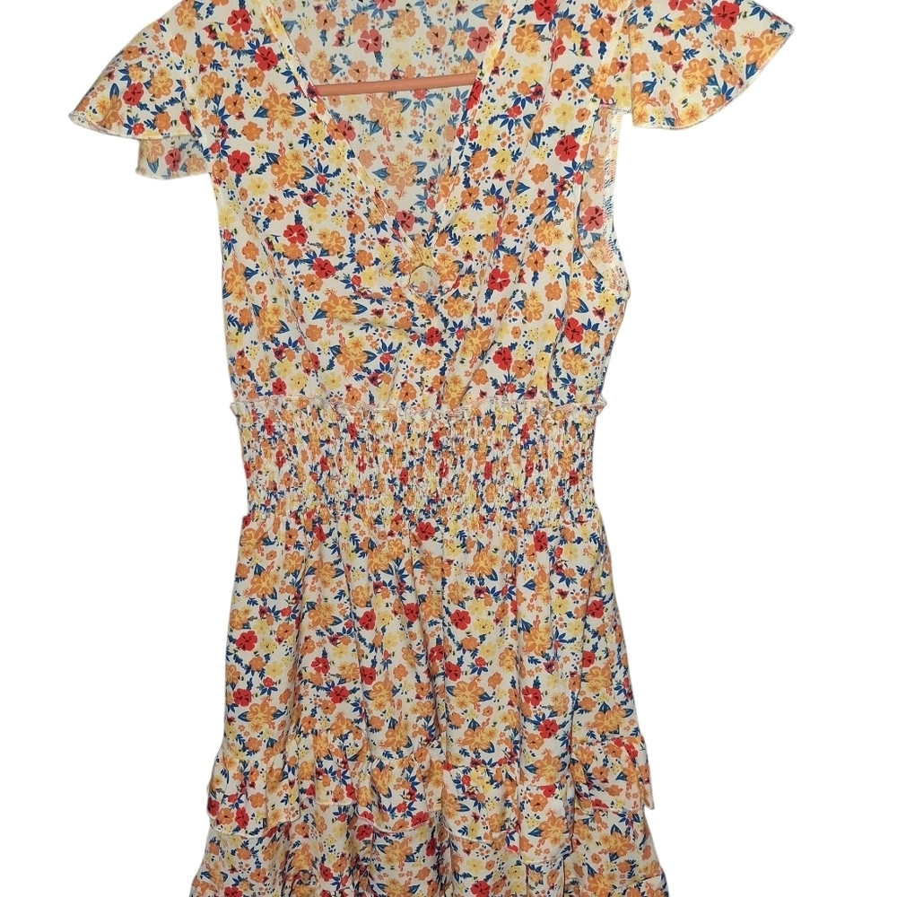 Women’s Floral Ruffle Sleeve Sundress, XS - Picture 4 of 6